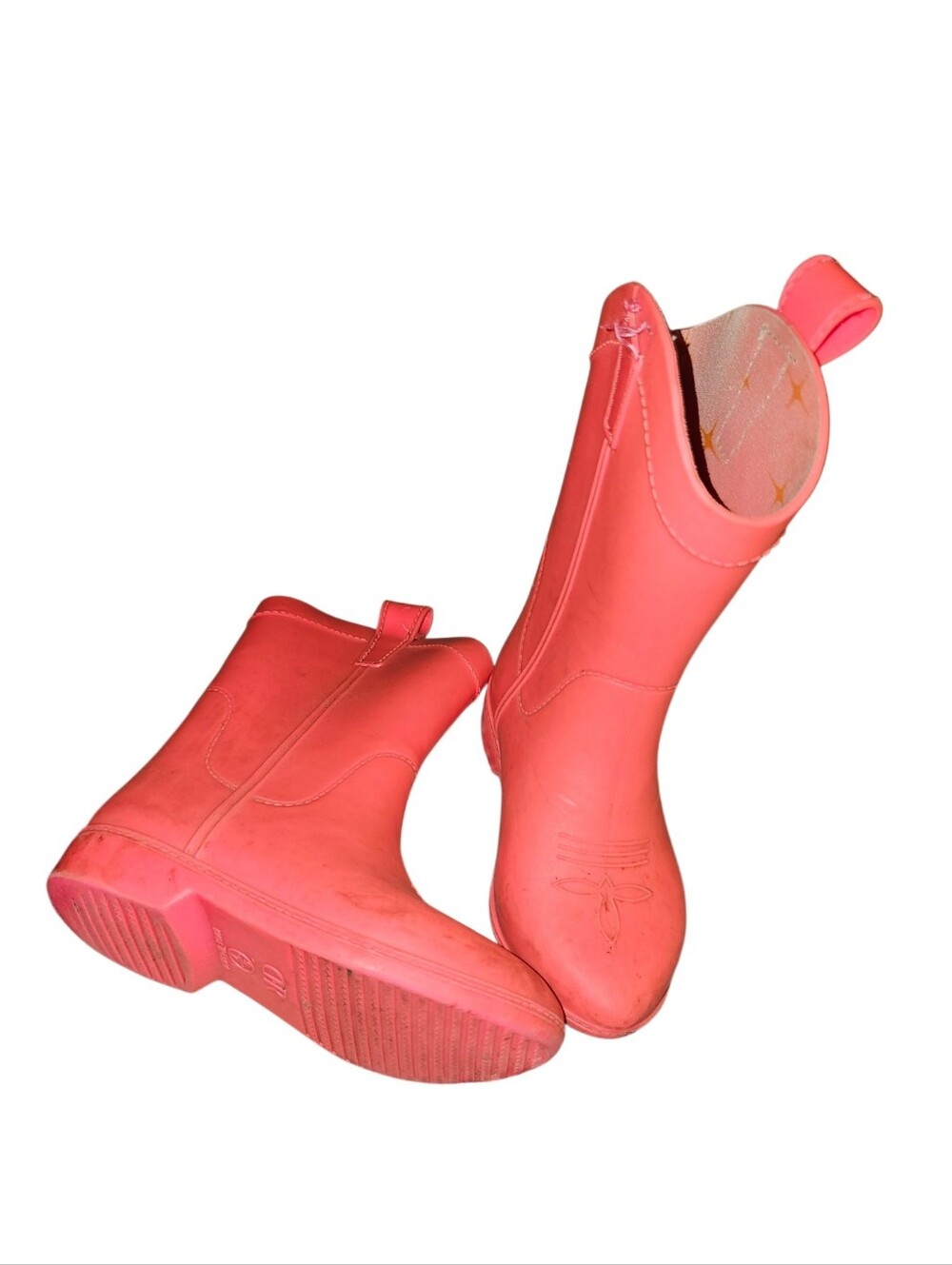 Dakota Ridge Girls' Coral Pink Waterproof Pull-On Rain Boots